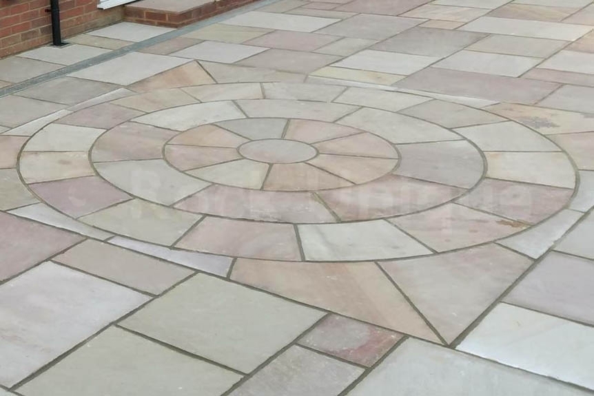 Sandstone Outdoor Paving Circle Coral Uncalibrated  Riven