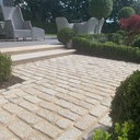 Granite Cobbles Yellow Cropped Bush Hammered Lightly Tumbled 