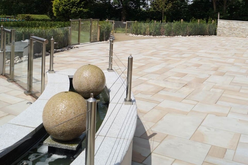 Sandstone Outdoor Paving Lemon Sawn & Sandblasted