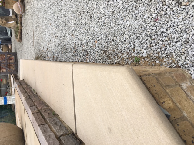 Sandstone Step Oken Buff Bullnosed Sawn & Sandblasted