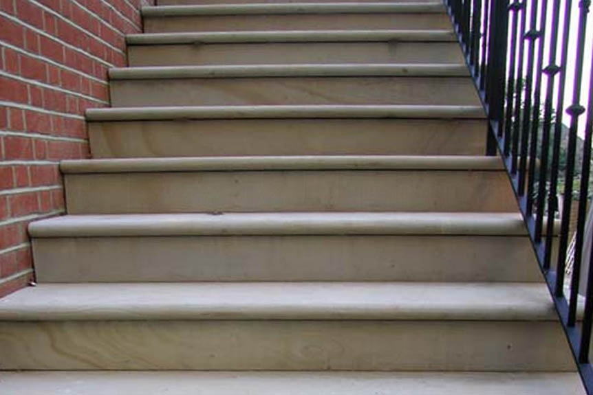 Sandstone Step Raj Bullnosed Sawn & Sandblasted