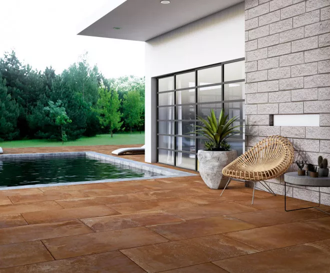 [941] Porcelain Outdoor Paving Apavisa Fire Rosso